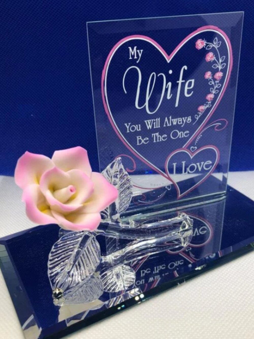 Gift for Wife Romantic Glass Rose Figurine Wife Gift Anniversary